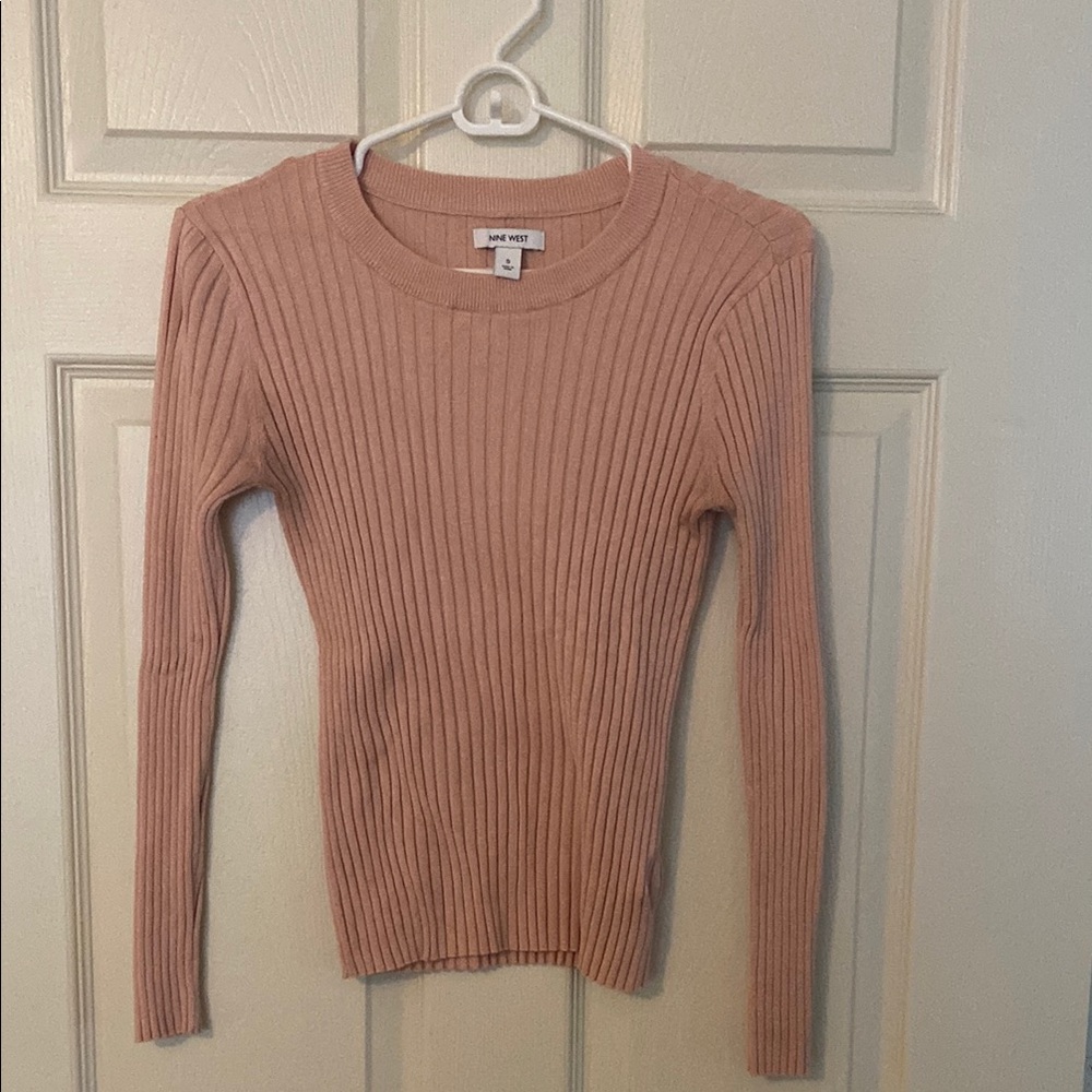Nine West Ribbed Sweater in Soft Pink